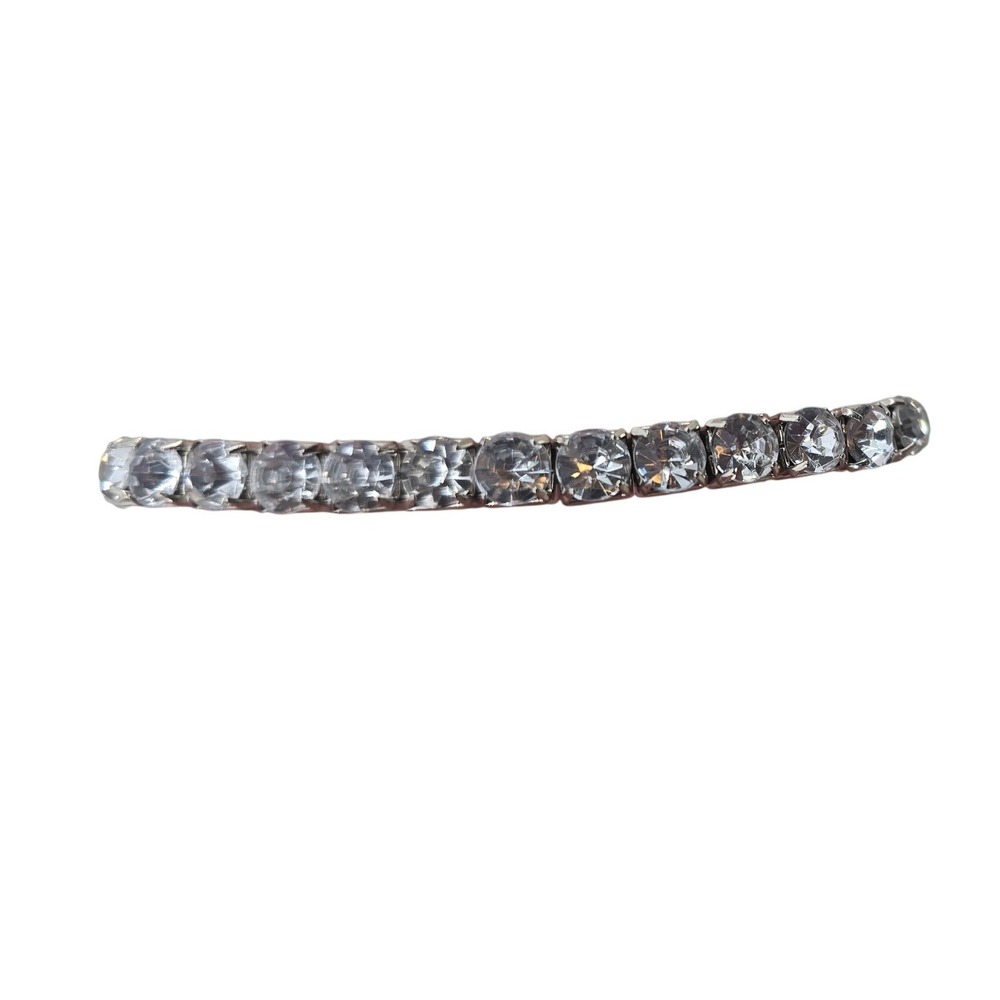Bracelet Womens OS Tennis Silver Tone Rhinestone Stretch EUC